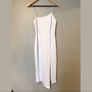 White midi body con dress with slit